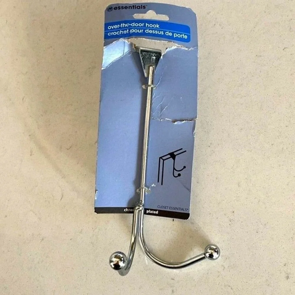 Essentials Over-the-Door Double Hooks New Chrome Plated Silver Color